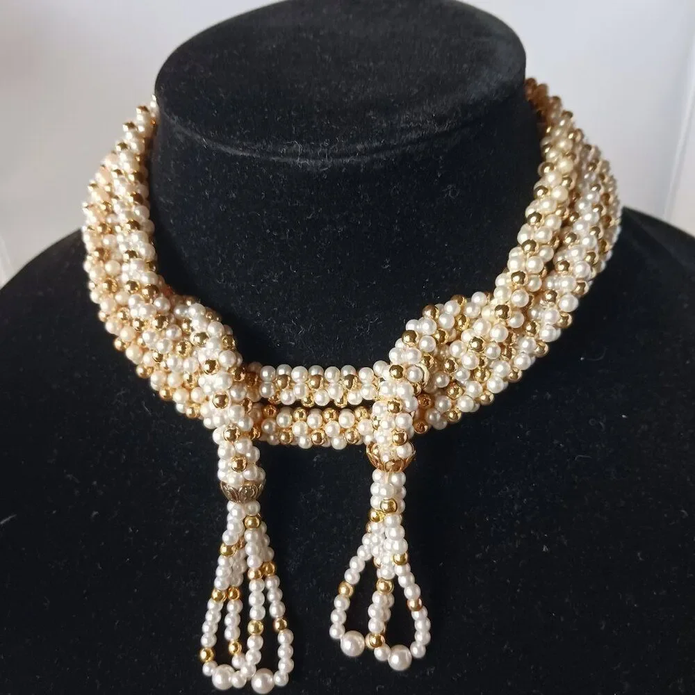 Vintage 52" Beaded Goldtone Necklace /Belt - Picture 2 of 4